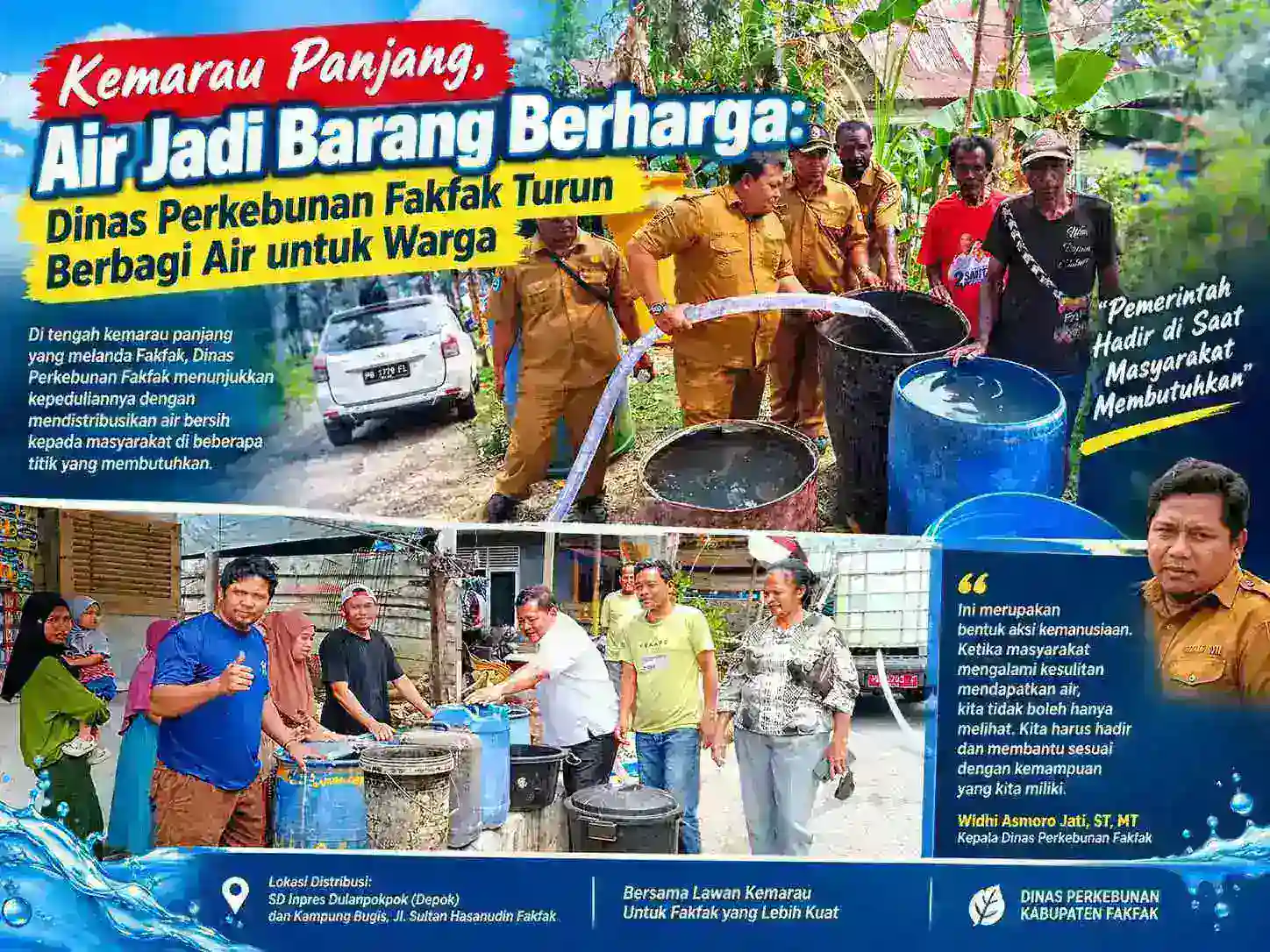 Kemarau Panjang, Air Jadi Barang Berharga: Dinas Perkebunan Fakfak Turun Berbagi Air untuk Warga